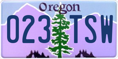 OR license plate 023TSW