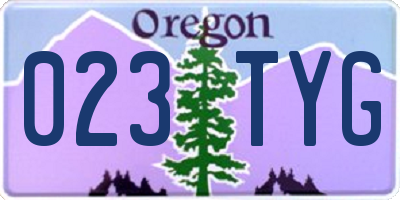 OR license plate 023TYG