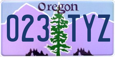 OR license plate 023TYZ