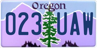 OR license plate 023UAW