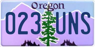 OR license plate 023UNS