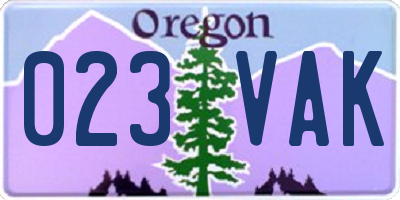 OR license plate 023VAK
