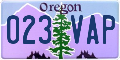 OR license plate 023VAP