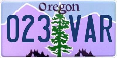 OR license plate 023VAR
