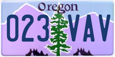 OR license plate 023VAV