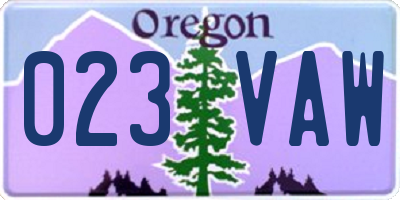 OR license plate 023VAW