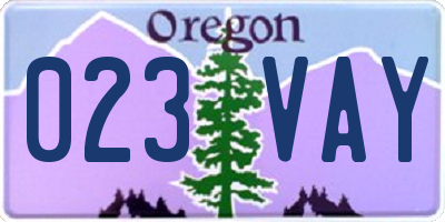 OR license plate 023VAY
