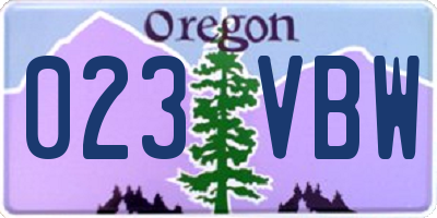 OR license plate 023VBW