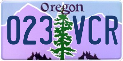 OR license plate 023VCR