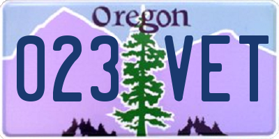 OR license plate 023VET