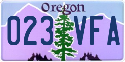 OR license plate 023VFA