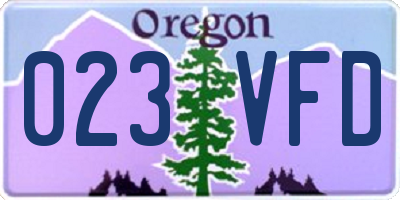 OR license plate 023VFD