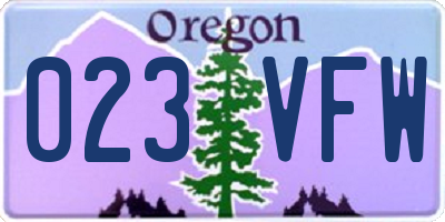 OR license plate 023VFW