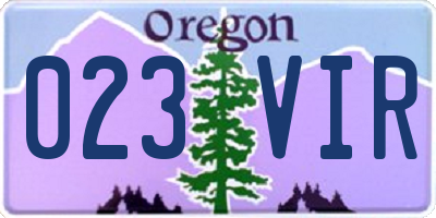 OR license plate 023VIR