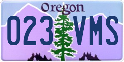 OR license plate 023VMS