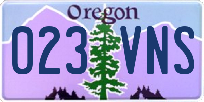 OR license plate 023VNS