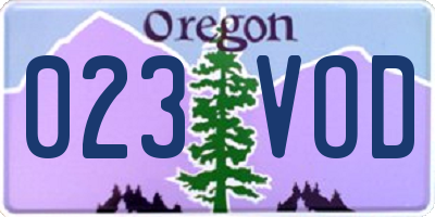 OR license plate 023VOD