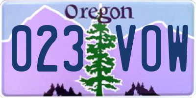 OR license plate 023VOW