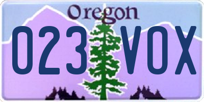 OR license plate 023VOX