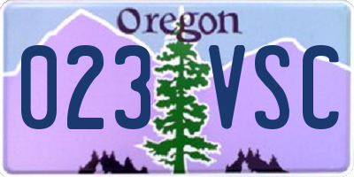 OR license plate 023VSC