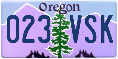 OR license plate 023VSK