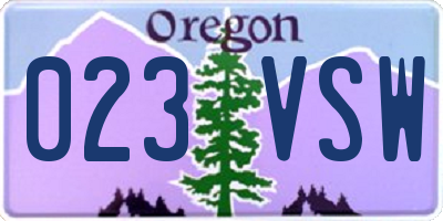 OR license plate 023VSW
