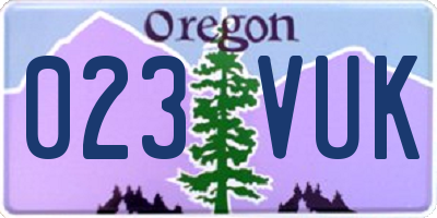 OR license plate 023VUK