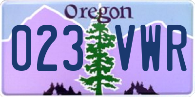 OR license plate 023VWR