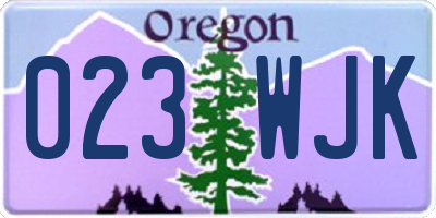 OR license plate 023WJK