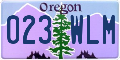 OR license plate 023WLM
