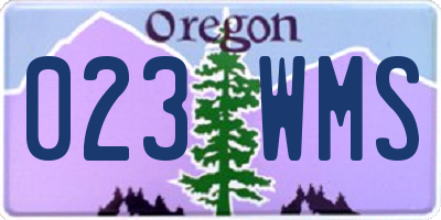 OR license plate 023WMS