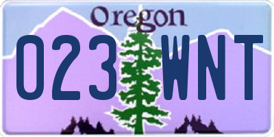 OR license plate 023WNT