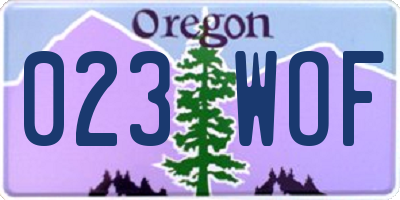 OR license plate 023WOF