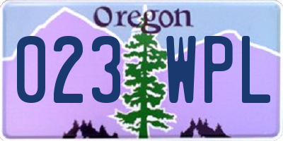 OR license plate 023WPL