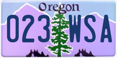 OR license plate 023WSA