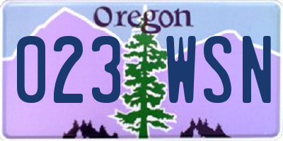 OR license plate 023WSN