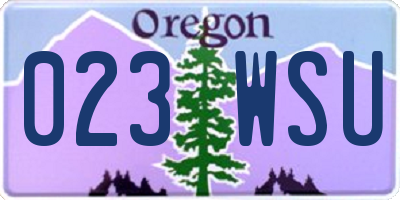 OR license plate 023WSU
