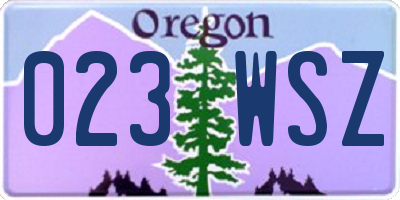 OR license plate 023WSZ