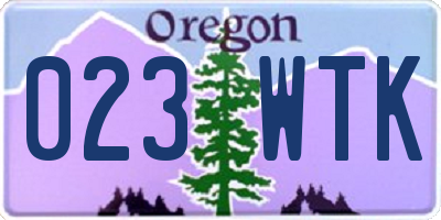 OR license plate 023WTK