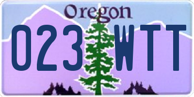 OR license plate 023WTT