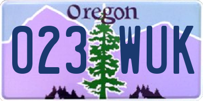 OR license plate 023WUK