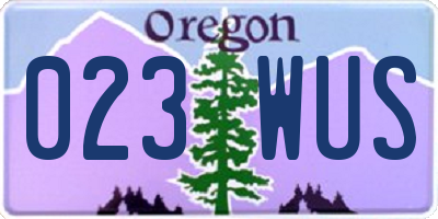 OR license plate 023WUS