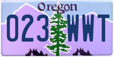 OR license plate 023WWT