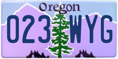 OR license plate 023WYG