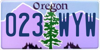 OR license plate 023WYW