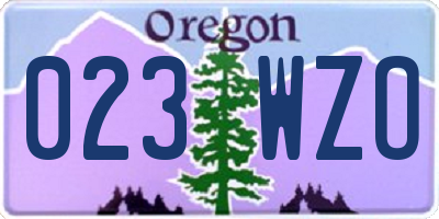 OR license plate 023WZO