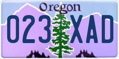 OR license plate 023XAD