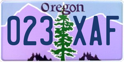 OR license plate 023XAF