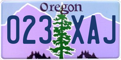 OR license plate 023XAJ