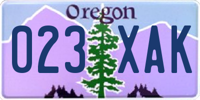 OR license plate 023XAK
